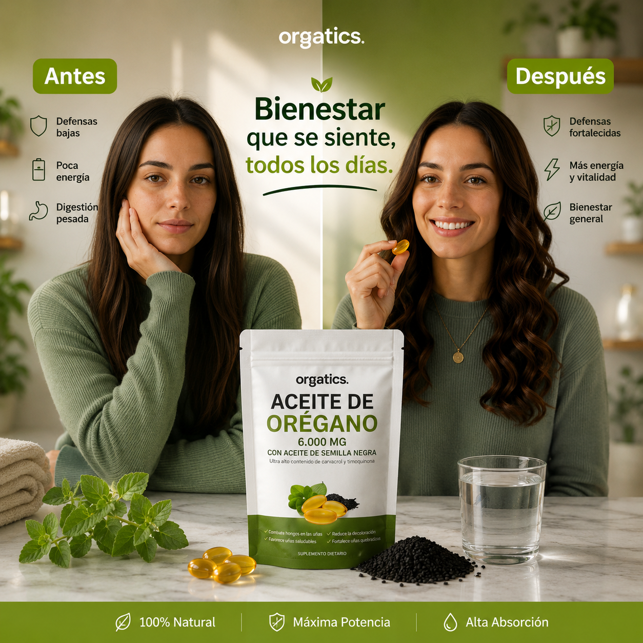 Cápsulas de Aceite de Orégano 6000mg + Semilla Negra