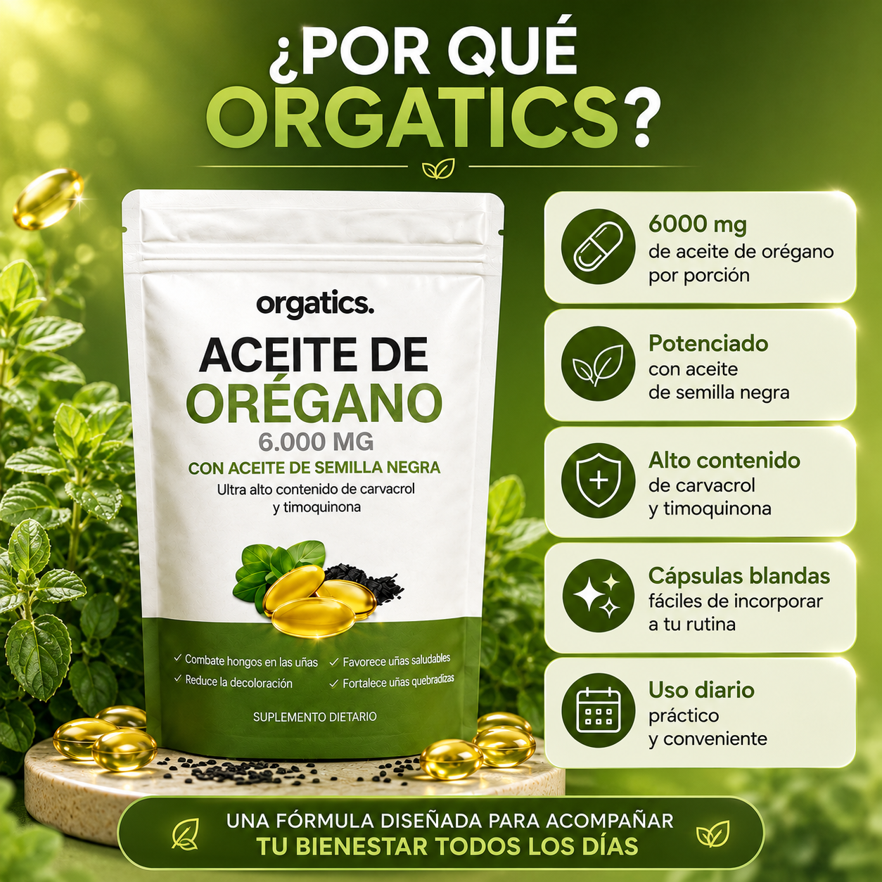 Cápsulas de Aceite de Orégano 6000mg + Semilla Negra